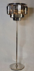 Casa Padrino luxury floor lamp silver / black Ø 54 x H. 161 cm - Round Floor Lamp with Crystal Glass