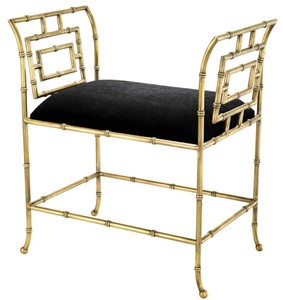 Casa Padrino panca di lusso ottone vintage / nero 66 x 42 x H. 73 cm - Arredamento di Lusso