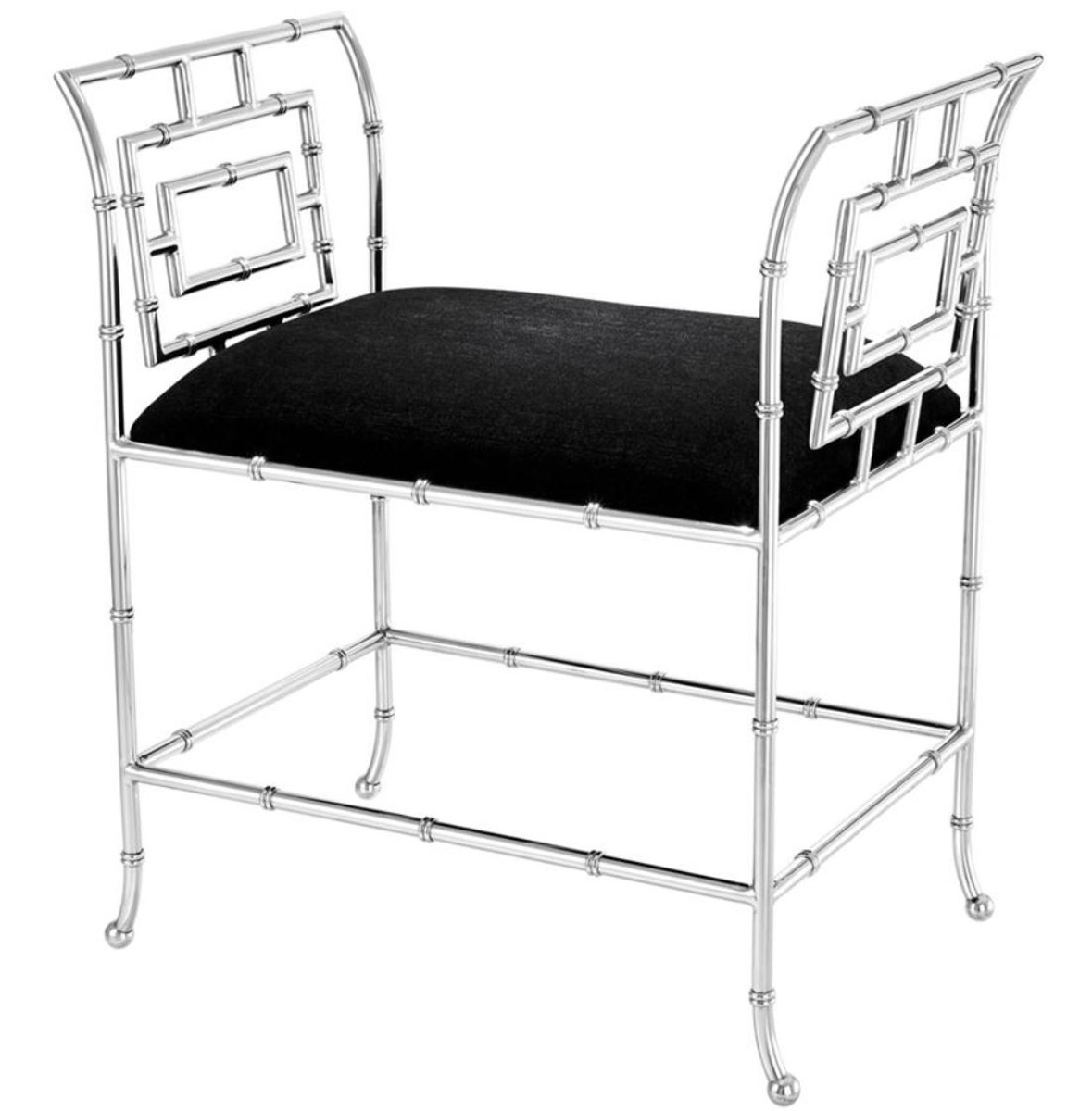 Casa Padrino banc de luxe argent / noir 66 x 42 x H. 73 cm - Mobilier de Luxe