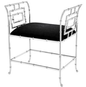 Casa Padrino panca di lusso argento / nero 66 x 42 x H. 73 cm - Arredamento di Lusso