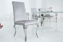 Casa Padrino Chaise De Salle À Manger Argent Gris / Argent - Chaise De Designer - Qualité Luxueuse - Baroque Moderne
