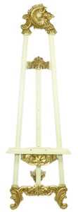 Casa Padrino cavalletto barocco bianco / oro 55 x H. 170 cm - Magnifico Cavalletto in Legno Massello con con Supporto Pieghevole