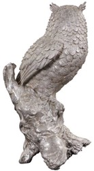Casa Padrino deco de lujo figura de bronce búho plata 19 x 15 x H. 36 cm - Escultura de Bronce Plateada