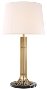 Casa Padrino Lampe de Table de Luxe Or / Noir / Blanc Ø 45 x H. 86 cm - Lampe Design avec Abat-Jour
