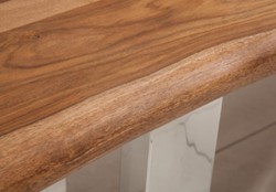 Casa Padrino banc design marron / argent 180 x 45 x H. 45 cm - Banc de Luxe en Bois de Sheesham Massif et Pieds en Acier Inoxydable Poli