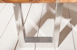 Casa Padrino banc design marron / argent 180 x 45 x H. 45 cm - Banc de Luxe en Bois de Sheesham Massif et Pieds en Acier Inoxydable Poli