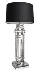 Casa Padrino lampe de table de luxe argent / noir Ø 30 x H. 102 cm - Lampe de Salon de Luxe