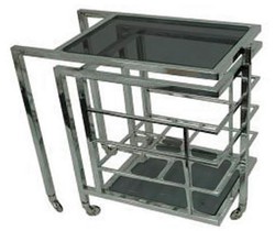 Casa Padrino carritos de comida de lujo plata / negro 72 x 42 x H. 77 cm - Hotel Restaurant Gastronomía Carritos de Comida
