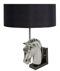 Casa Padrino lámpara de pared de diseño cabeza de caballo plata / negro 18 x 8 x H. 40 cm - Muebles de Lujo