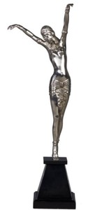 Casa Padrino Bronze Figure de Luxe Cléopâtre Argent / Noir 15 x 15 x H. 71 cm - Figure Déco sur Socle en Bois