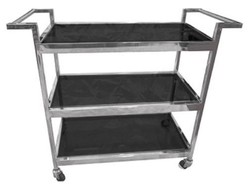 Casa Padrino carrello da portata di lusso argento / nero 93 x 40 x H. 79 cm - Carrello da Portata Ristorante Gastronomico dell'Hotel