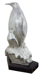 Casa Padrino figure en bronze pingouin mère avec enfant argent / noir 22 x 15 x H. 33 cm - Sculpture de Luxe