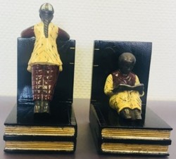 Casa Padrino Luxury Bookend Set Chinese Men Multicolor 23 x 14 x H. 11 cm - Bronze Figures on Decorative Wooden Books