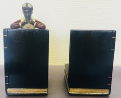 Casa Padrino Luxury Bookend Set Chinese Men Multicolor 23 x 14 x H. 11 cm - Bronze Figures on Decorative Wooden Books