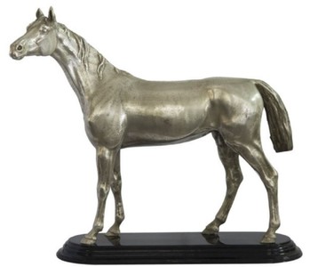 Casa Padrino luxury bronze sculpture horse silver / black 36 x 13 x H. 32 cm - Silvered Decoration Figure