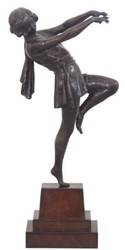 Casa Padrino figura de bronce de lujo dama de baile bronce / marrón oscuro 22 x 11 x H. 51 cm - Deco Figura sobre Base de Madera