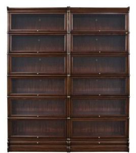 Casa Padrino luxury mahogany bookcase with 12 glass doors and 2 drawers dark brown 172 x 31 x H. 211 cm - Luxury Office Furniture