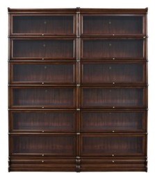 Casa Padrino armario de libros de lujo de caoba con 12 puertas de vidrio y 2 cajones marrón oscuro 172 x 31 x H. 211 cm - Muebles de Oficina de Lujo