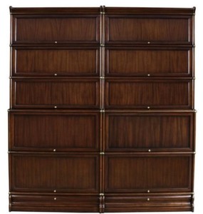 Casa Padrino luxury mahogany bookcase with 10 glass doors and 2 drawers dark brown 172 x 36.5 x H. 197 cm - Luxury Office Furniture