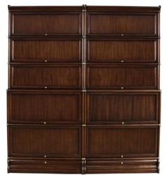 Casa Padrino cabinet à livres en acajou avec 10 portes en verre et 2 tiroirs marron foncé 172 x 36,5 x H. 197 cm - Mobilier de Bureau de Luxe