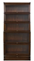 Casa Padrino gabinete per libri di lusso in mogano con 5 ante in vetro e cassetto marrone scuro 86 x 36,5 x H. 197 cm - Mobili di Lusso