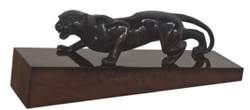 Casa Padrino luxury bronze figure cougar black / dark brown 60 x 17 x H. 20 cm - Elegant Deco Figure on Wooden Base
