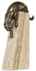 Casa Padrino bronze figure de luxe panthère bronze / beige 17 x 6 x H. 28 cm - Figurine déco élégante avec socle en pierre naturelle