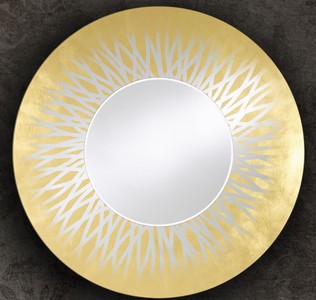 Casa Padrino Designer Wohnzimmer Spiegel / Wandspiegel Gold Ø 105 cm - Luxus Kollektion