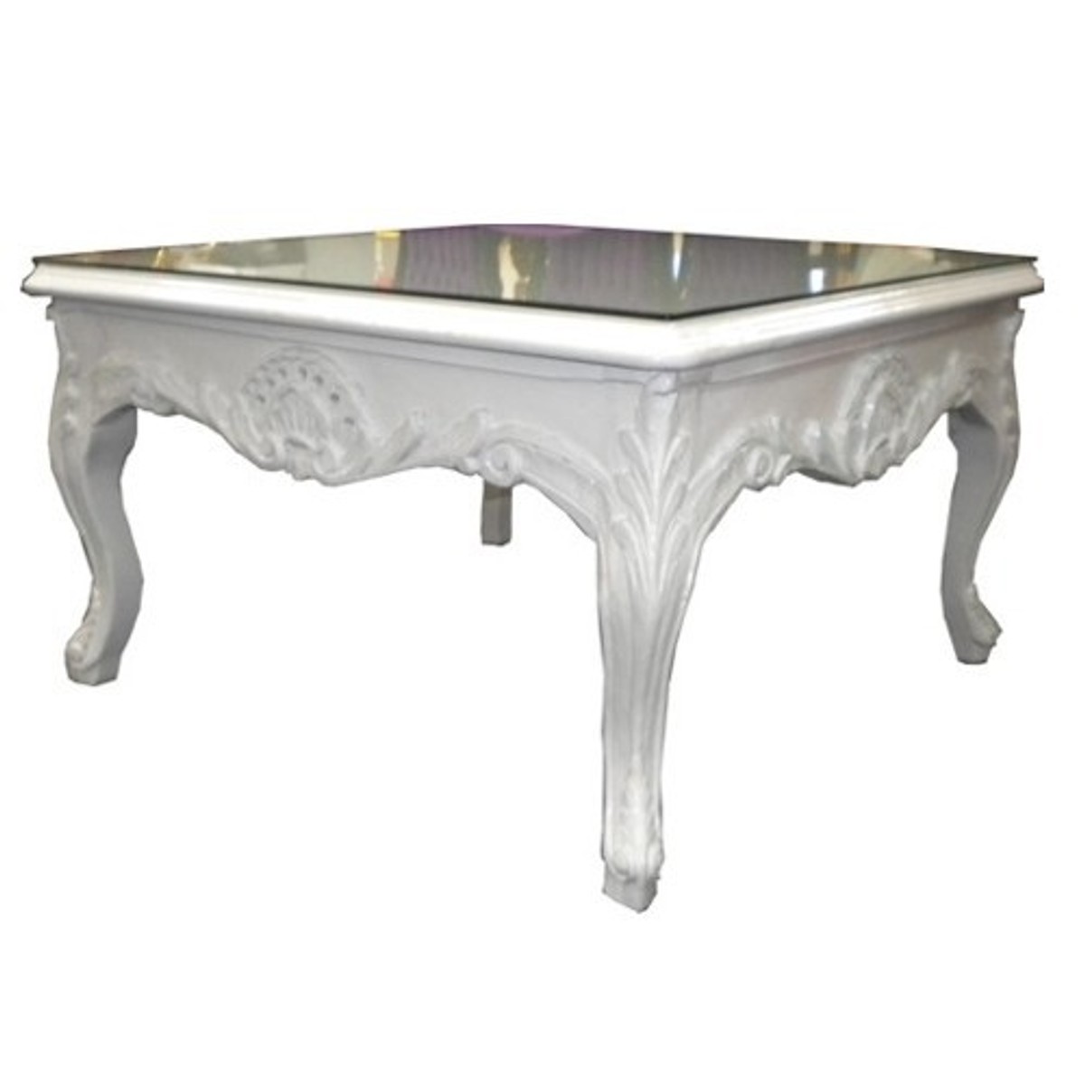 Casa Padrino mesa lateral barroca blanco 80 x 80 cm - mesa de centro - mesa de salón Casa Padrino mesa lateral barroca blanco 80 x 80 cm - mesa de centro - mesa de salón