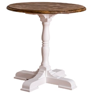 Casa Padrino tavolo da pranzo stile country bianco / marrone Ø 78 x H. 78 cm - Tavolo da Cucina Rotondo in Stile Country