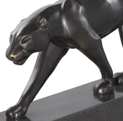 Casa Padrino figura di bronzo di lusso pantera nero / bronzo 64 x 11 x H. 26,5 cm - Elegante Scultura in Bronzo su Base di Marmo