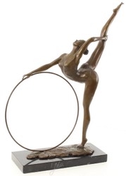 Casa Padrino luxury bronze figure hula hoop dancer bronze / black 46.2 x 14.2 x H. 57 cm - Deco Bronze Sculpture with Marble Base