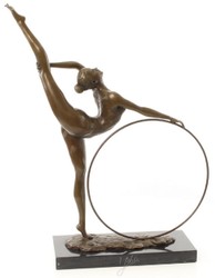 Casa Padrino luxury bronze figure hula hoop dancer bronze / black 46.2 x 14.2 x H. 57 cm - Deco Bronze Sculpture with Marble Base