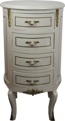 Casa Padrino Commode Baroque Ronde Style Antique Crème Blanc / Or 42 x H 77.5 cm - Mobilier Baroque