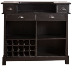 Casa Padrino armoire de bar en bois massif de style campagnard avec 4 tiroirs et porte-bouteilles de vin de noir antique 120 x 51 x H. 107 cm - Mobilier de Style Campagnard 