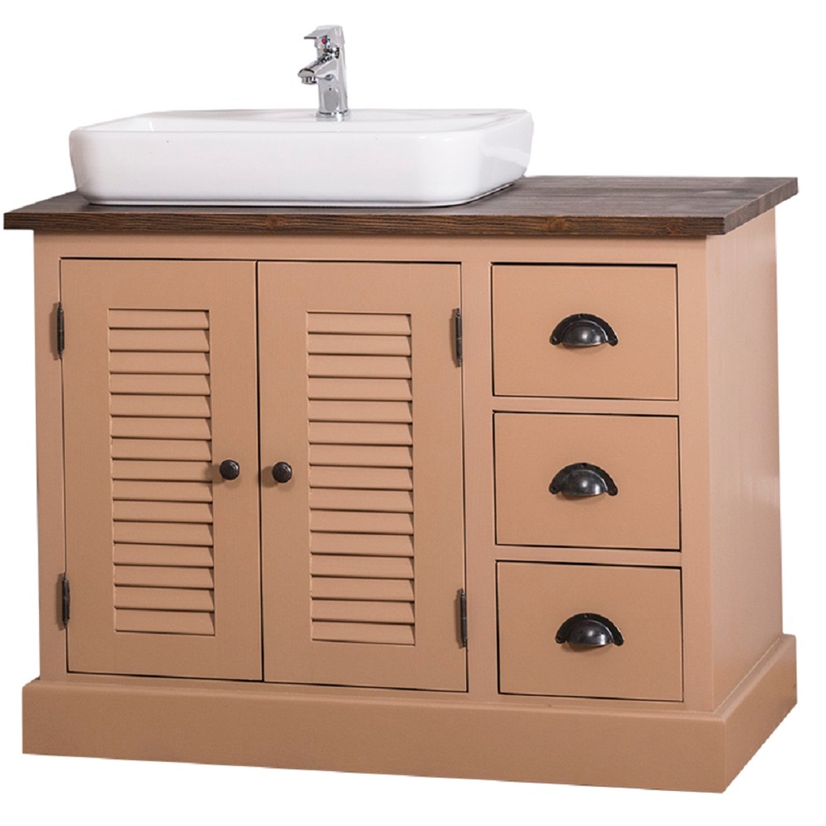 Casa Padrino country style solid wood washbasin cabinet brown / dark brown 100 x 51 x H. 75 cm - Country Style Bathroom Furniture Casa Padrino country style solid wood washbasin cabinet brown / dark brown 100 x 51 x H. 75 cm - Country Style Bathroom Furniture