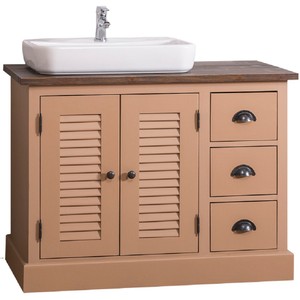 Casa Padrino Landhausstil Massivholz Waschbeckenschrank Braun / Dunkelbraun 100 x 51 x H. 75 cm - Landhausstil Badezimmermöbel