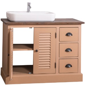 Casa Padrino Landhausstil Massivholz Waschbeckenschrank Braun / Dunkelbraun 100 x 51 x H. 75 cm - Landhausstil Badezimmermöbel