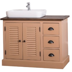 Casa Padrino armoire lavabo en bois massif de style campagnard marron / marron foncé 100 x 51 x H. 75 cm - Meuble de Salle de Bains de Style Campagnard Casa Padrino armoire lavabo en bois massif de style campagnard marron / marron foncé 100 x 51 x H. 75 cm - Meuble de Salle de Bains de Style Campagnard