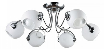 Casa Padrino lámpara de techo de diseño plata / blanco Ø 76 x H. 28 cm - Lámpara de Techo Moderna con Pantallas Esféricas