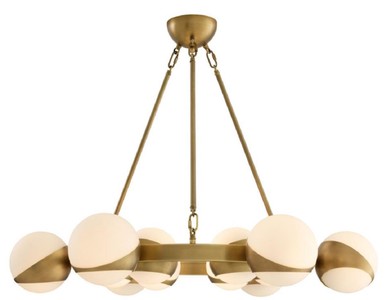 Casa Padrino Luxus Kronleuchter Antik Messingfarben / Weiß Ø 96 x H. 73 cm - Luxus Möbel