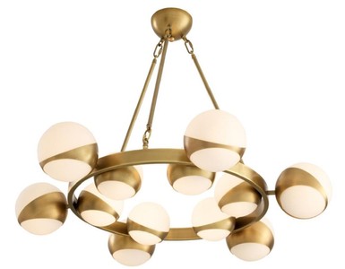 Casa Padrino lustre de luxe laiton antique / blanc Ø 96 x H. 73 cm - Mobilier de Luxe