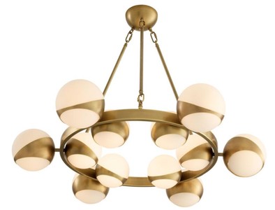 Casa Padrino Luxus Kronleuchter Antik Messingfarben / Weiß Ø 96 x H. 73 cm - Luxus Möbel