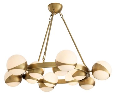 Casa Padrino Luxus Kronleuchter Antik Messingfarben / Weiß Ø 96 x H. 73 cm - Luxus Möbel