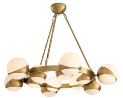Casa Padrino lustre de luxe laiton antique / blanc Ø 96 x H. 73 cm - Mobilier de Luxe