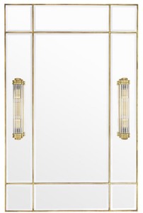 Casa Padrino Luxus Wandspiegel mit Licht Vintage Messingfarben 90 x 13 x H. 140 cm - Luxus Qualität