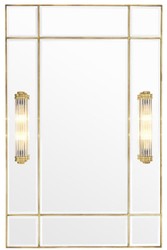 Casa Padrino specchio da parete di lusso con luce ottone vintage 90 x 13 x H. 140 cm - Qualità di Lusso