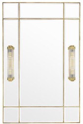 Casa Padrino specchio da parete di lusso con luce ottone vintage 90 x 13 x H. 140 cm - Qualità di Lusso