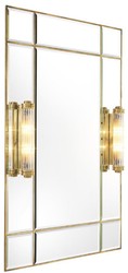 Casa Padrino specchio da parete di lusso con luce ottone vintage 90 x 13 x H. 140 cm - Qualità di Lusso
