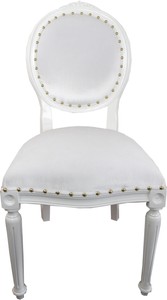 Casa Padrino Luxus Barock Esszimmer Stuhl Weiß / Weiß Samtstoff Medaillon Rund Möbel Interior Luxury Baroque Chair Chairs White Velvet Casa Padrino Luxus Barock Esszimmer Stuhl Weiß / Weiß Samtstoff Medaillon Rund Möbel Interior Luxury Baroque Chair Chairs White Velvet